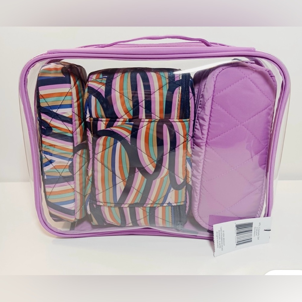 Vera Bradley Quilted 4 piece Cosmetic Bag Set
